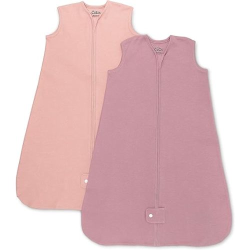 Comfy Cubs Baby Sleep Sack 6-12 Months, Medium - Soft 100% Cotton Wearable Blanket for Babies & Toddlers - Breathable Sleeveless Sleep Bag for Baby with Covered Zipper - Blush-Mauve