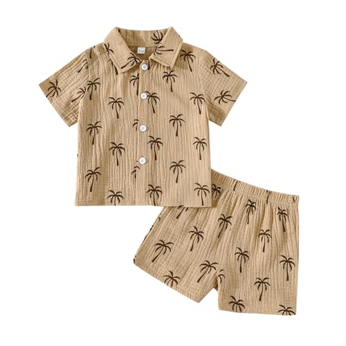 SUREPOCH Baby Boy Clothes Set Summer Toddler Short-Sleeve Shirt & Elastic Waist Shorts Set For Baby Boy Outfits