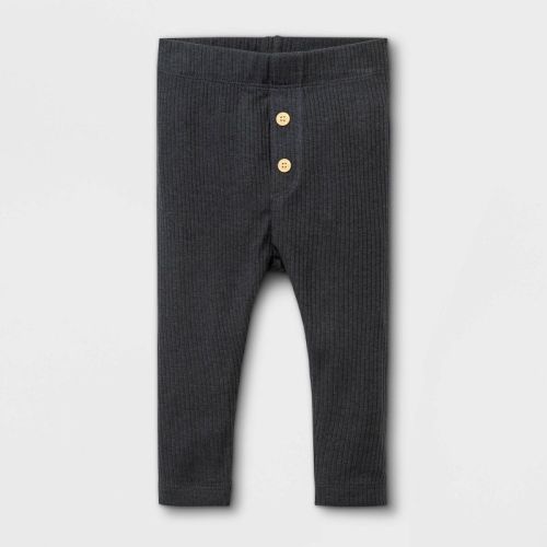 Baby Girls' Rib Leggings - Cat & Jack™ Charcoal Gray