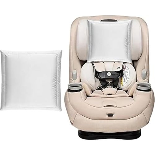 PROMEED Natural Silk Carseat Headrest Cover for Baby Hair Protection - 100% Mulberry Silk Car Seat Head Cover to Prevent Hair Loss and Bald Spot, Safe & Washable Car Seat Accessories (White)