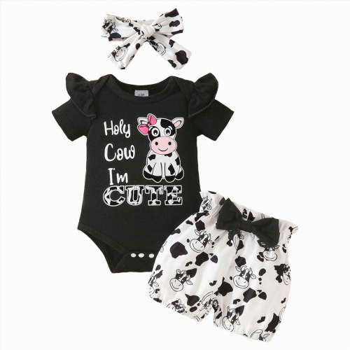 Leey-World Short Sleeve Onesies Girl Baby-girls Short Sleeve Bodysuits One-piece 100% Organic Cotton Girl Onesies(Black,0-3 Months)