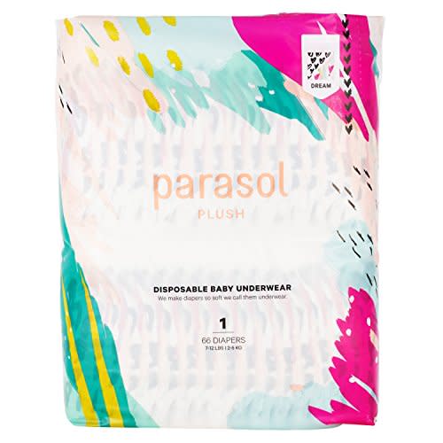 Parasol Baby Diapers, Hypoallergenic, Chlorine Free, Sensitive Skin Safe, Ultra Soft, Super Absorbent - Premium Quality, Size 1, Dream Collection, 66 Count