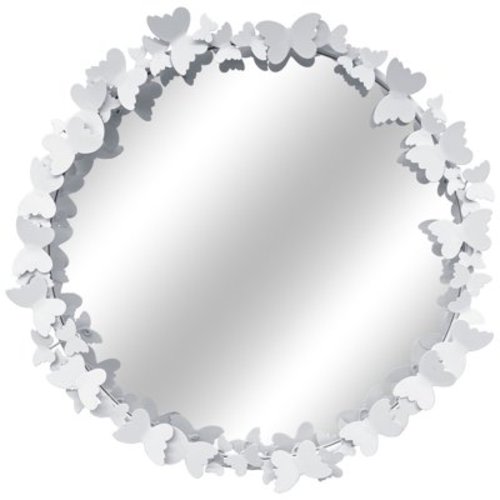 Justice 21" Round Butterfly Wall Mirror, White