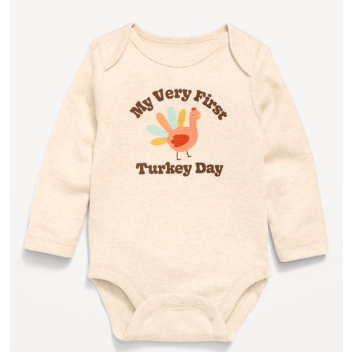 Printed Unisex Long-Sleeve Ribbed Bodysuit for Baby