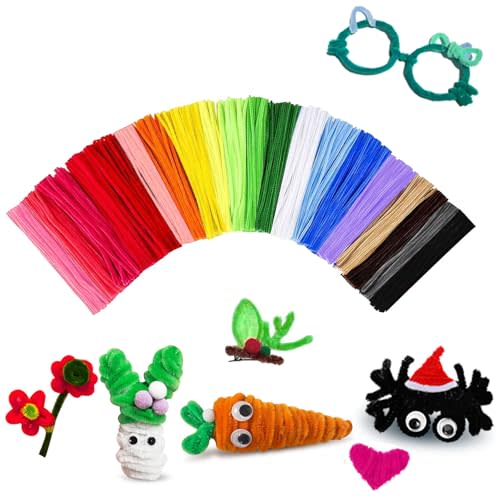 Pipe Cleaners Craft Bulk,Kids Toys & Games Gifts,200pcs Arts Crafts,Chenille Stems Art Supplies for Projects Creative DIY Room Decor,Christmas Decorations,Juegos para Niños Fidget Toys for Ages 5-7