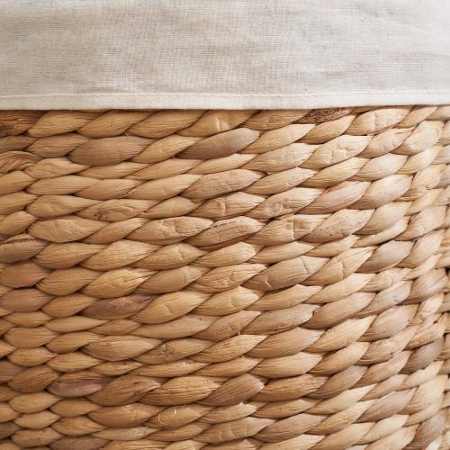 Ludmilla Round Tall Water Hyacinth Woven Wicker Laundry Hamper with Lid
