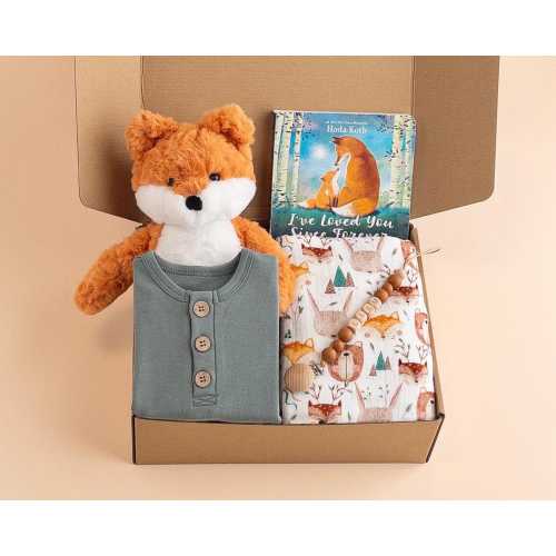 Baby Boy Gift Box, Born Baby Gift, Baby Shower Boy, Personalized Newborn Gift Basket, Fox Gift Set