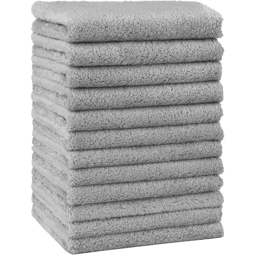 HOMEXCEL Baby Washcloths 12 Pack-Microfiber Coral Fleece Baby Bath Face Towel 7 x 9 Inch Extra Absorbent Soft Burp Cloth and Wash Cloths for Newborn-Infants and Toddlers-Gentle On Sensitive Skin,Grey