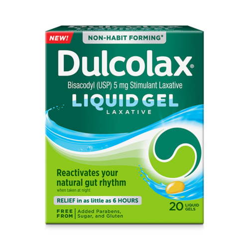 Dulcolax Stimulant Laxative Liquid Gels, Predictable & Effective Constipation Relief, Relieves Constipation Related Symptoms, Bisacodyl 5 mg, No Added Parabens, Gluten-Free & Sugar-Free, 20-Count