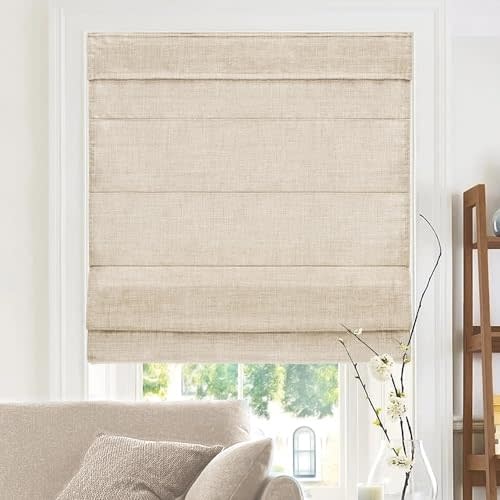 Chicology Cordless Roman Window Shade, Belgian Flax, 24" W x 64" H | Cordless Child-Safe, Room Darkening UV, Inside/Outside Mount, True-to-Size No Cut, Rich Textured Fabric, Spot-Clean Care Only