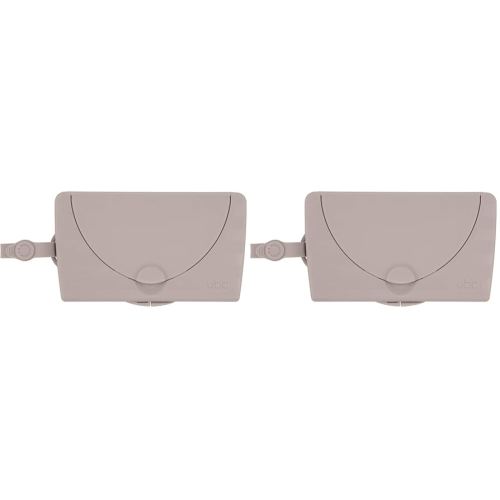Ubbi On-The-Go Baby Wipes Dispenser, Portable Wipes Container for Travel, Diaper Bag Accessory Must Have for Newborns, Reusable Wipes Holder, Taupe (Pack of 2)