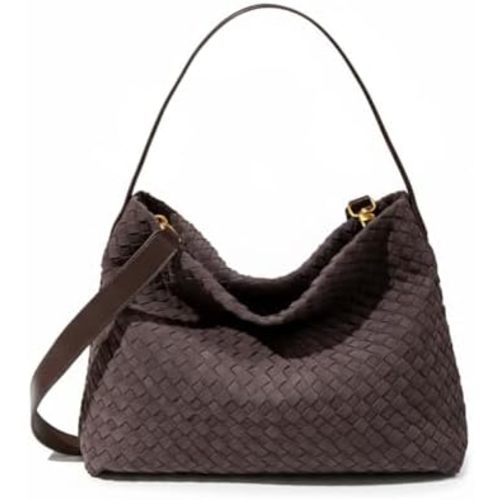 Suede Woven Tote Bag for Women, Roomy Hobo Shoulder Purse