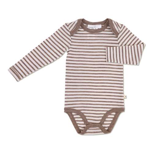 Ricochet Merino Baby L/s Bodysuit Chocolate Stripe