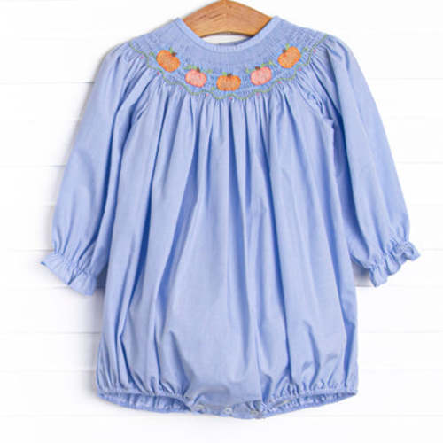 Pumpkin Patch Princess Smocked Bubble, Blue – Stitchy Fish
