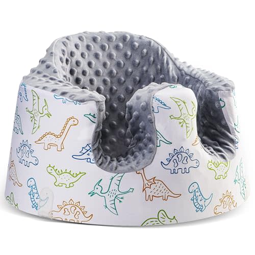 BOMOLOUR Seat Cover Compatible with Bumbo and Nuby Seat, Removable Breathable Baby Floor Seat Cover for Boys and Girls, Seat Not Included (Gray Dinosaur)