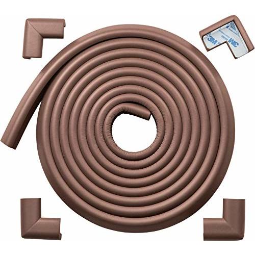 Roving Cove HeftyFit Edge Corner Protector Baby Proofing (Large 15ft Edge 4 Corners), Heavy-Duty, Soft NBR Rubber Foam, Furniture Fireplace Safety Bumper Guard, 3M Adhesive, Coffee Brown