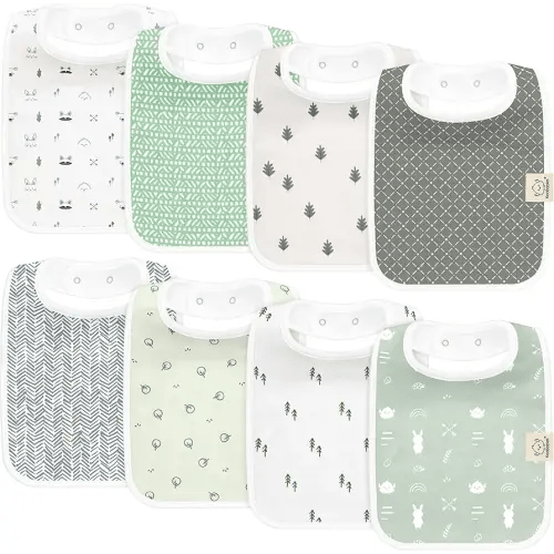 KeaBabies 8-Pack Organic Baby Bibs for Boys, Girls - Super Absorbent Cotton Drool Bibs for Baby Girl & Boy, Teething Toddler, Drooling Newborn, Ultra Soft & Machine Washable (Nordic)