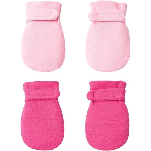 Newborn Baby No Scratch Mittens Stay On, 100% Cotton Breathable, Adjustable Infant Gloves for Baby Boys Girls Mittens