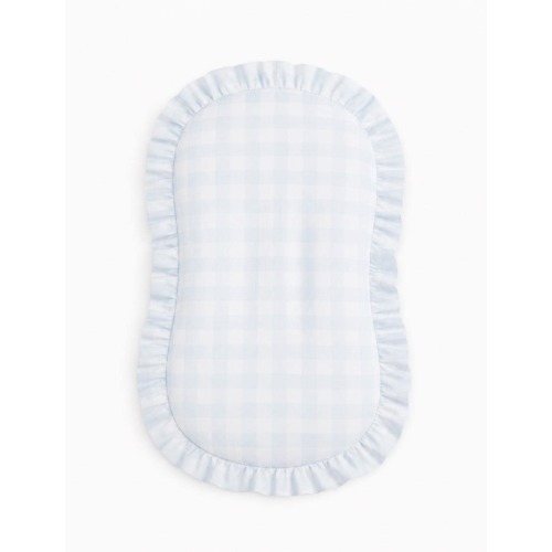 Blue Checkered Ruffle Zipper Lounger Cover - With Ruffles