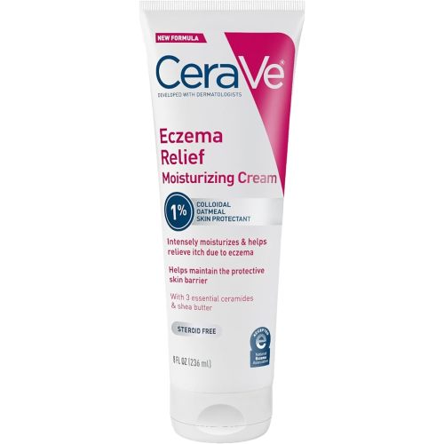 CeraVe Eczema Relief Moisturizing Cream with Colloidal Oatmeal, Shea Butter & Vitamin E For Dry Skin & Itchy Skin Relief, Steroid Free & Paraben Free, 8oz