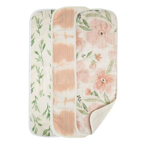 Parker Pink Floral Cotton Burp Cloth (Set of 3)