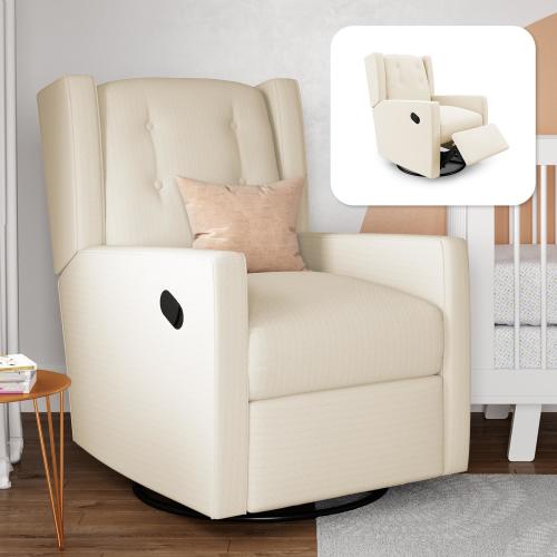Baby Relax Mikayla 4-in-1 Nursery Swivel Glider Rocker Recliner - White