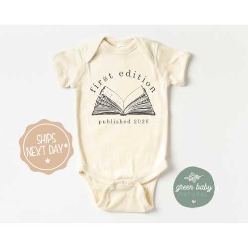 First Edition Baby Bodysuit: Littlest Book Club Member, Librarian Gift