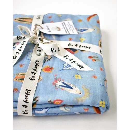 Blue Marian Deluxe Muslin Baby Blanket Quilt