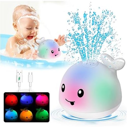 Light up Toddler Bath Toys - Whale Water Spray Toy,Easter Basket Stuffers, Toys for Ages 0-2,Baby Toys 6-12-18 Months Bathtub Floating Toy,Baby Pool Toys, Infant Easter Birthday Gifts
