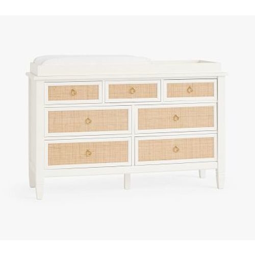 Ava Regency Caned Extra Wide Dresser Topper Simply White Natural Caning, In-Home Delivery