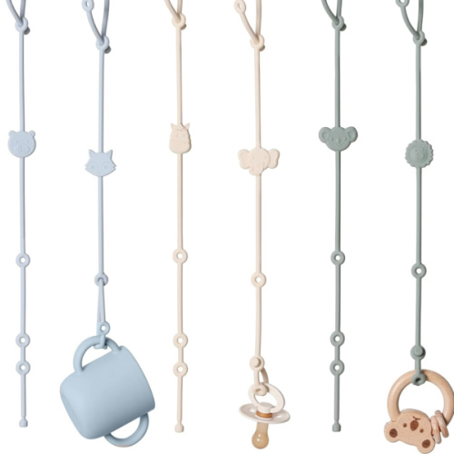 ROCCED Toy Straps for Baby 6pcs, Silicone High Chair Toys Straps Stroller Accessories Toddler Bottle Straps Car Seat Toys Baby Travel Essential Baby Toy Straps Silicone Ivory+Sage+Baby Blue