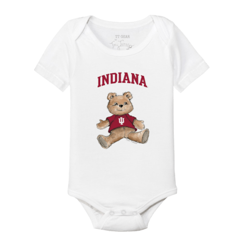 Indiana Hoosiers Tiny Turnip Infant Teddy Bear Bodysuit - White