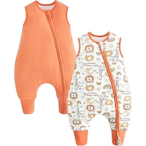 WYTbaby 2-Pack Baby Sleep Sack with Legs, Cotton Wearable Blanket, 2-Way Zipper Toddler Sleep Bag