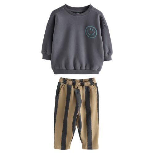 Kids' Smiley Sweatshirt & Stripe Sweatpants Set, 2-3Y