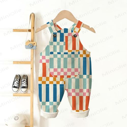 Baby Toddler Colorful Striped Plaid Overalls