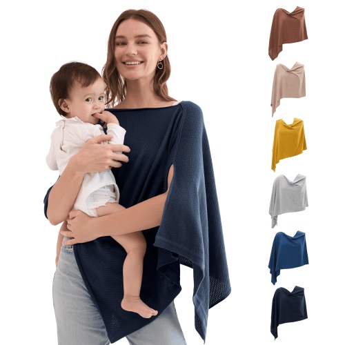 Momcozy Nursing Cover for Breastfeeding, Breathable Soft Privacy Poncho, Multi-Use Nursing Shawl, Portable Breast Feeding Covers for Women, Includes Laundry Bag