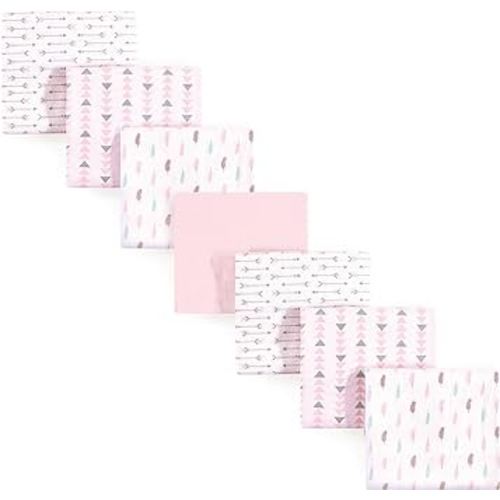 Luvable Friends Unisex Baby Cotton Flannel Receiving Blankets, Girl Feathers 7-Pack, One Size