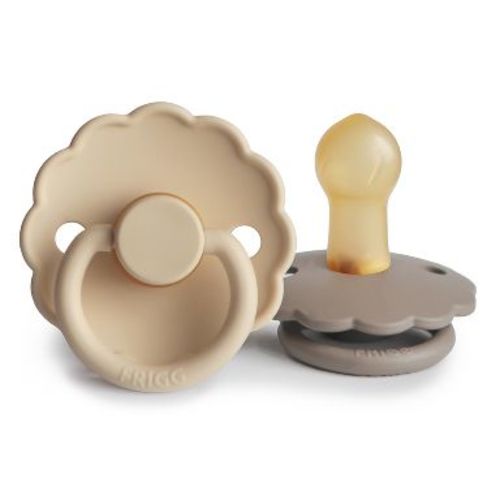 FRIGG Daisy Natural Rubber Pacifier 2-Pack Croissant/Portobello 0-6 months