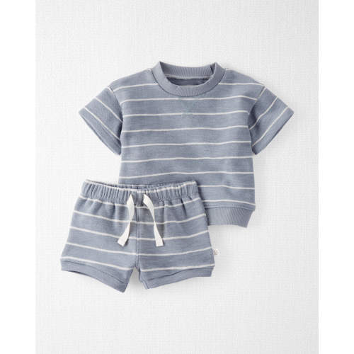 Baby Organic Cotton Blue Striped 2-Piece Set - Style,Blue Stripe