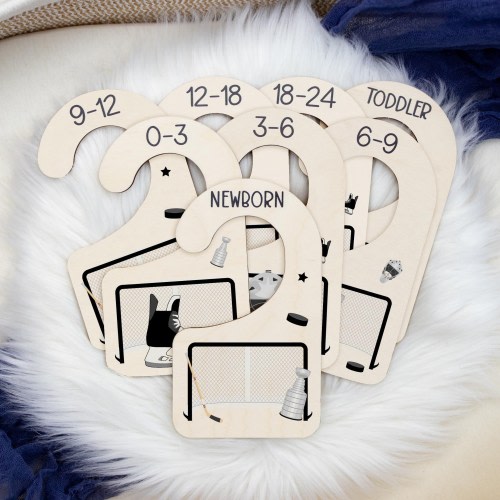 Hockey Clothing Dividers, Hockey Baby Clothing Divider, Wood Wardrobe Divider, Nursery Closet Divider, Sports Nursery Theme B85