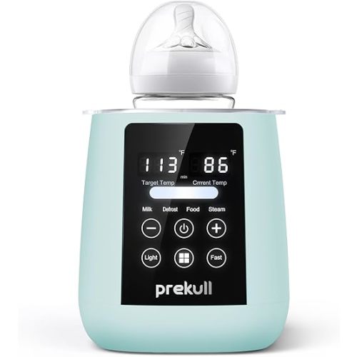 Bottle Warmer, prekull Fast Baby Bottle Warmer for Breastmilk, Formula with Accurate Temp Control, 48H Thermostat Baby Milk Warmer with Thaw, Night Light, Bottle Warmers for All Bottles (Green)