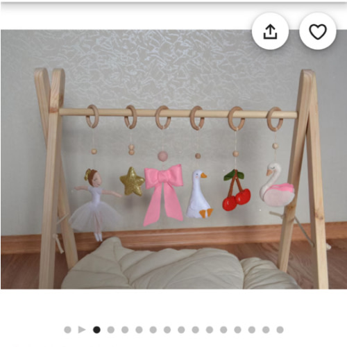 Girl Baby Play Gym toys for Nursery – Swan, Ballerina, Goose & Bow  Sensory Toy  | Foldable Wooden Activity Center | Baby Shower Gift