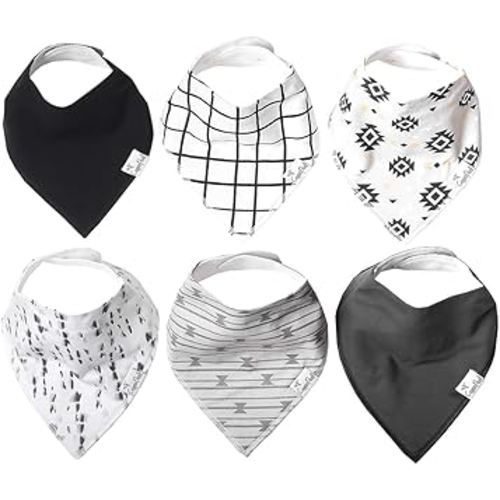 Copper Pearl 6 Pack Soft Cotton Baby Bibs for Drooling and Teething, Absorbent Drool Bibs for Baby Girl and Boy, Adjustable to Fit Newborns to Toddlers, Tons of Styles (Hawk Set)