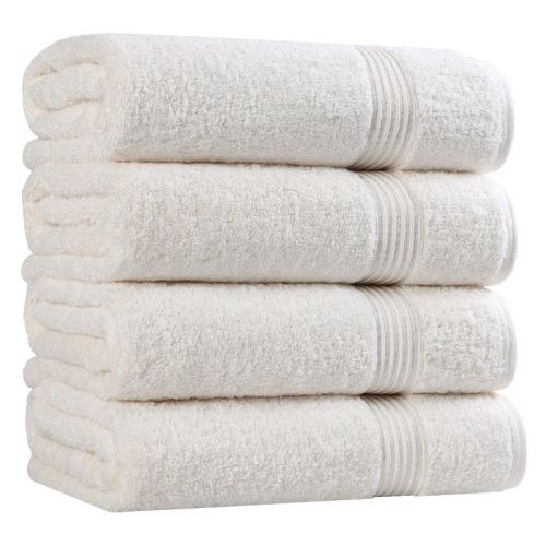 Egyptian Cotton Absorbent Luxury Heavyweight Bath Towel Set of 4, Ivory - Blue Nile Mills