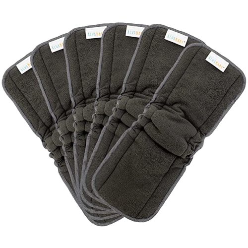 ALVABABY Reusable 4 Layers 6 Pack Inserts with Gussets for Baby Cloth Diaper and Cloth Diapers Covers 6FLN