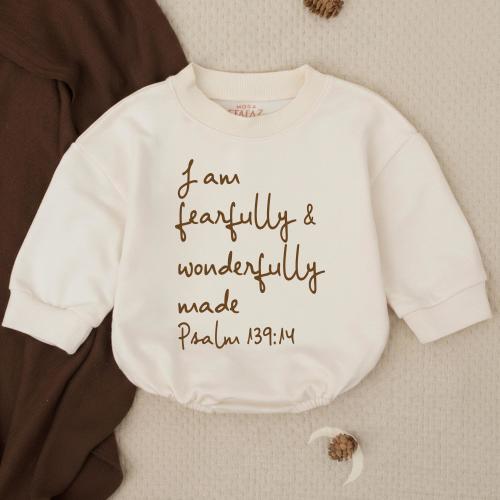 Christian Baby Bodysuit - I Am Fearfully and Wonderfully Made Jesus Romper-Newborn Outfit- Newborn Clothes-Baby Shower Gift- Bubble Romper