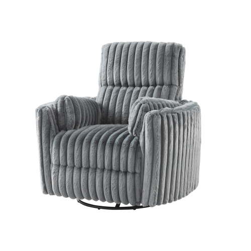 Merluxy Power Swivel Recliner Chair with USB Charging & 2 Pillows, Glider Rocker for Nursery and Living Room, Grey Corduroy