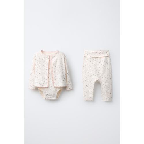 HEART PRINT JACKET, BODYSUIT, AND LEGGINGS SET - Pastel pink | ZARA United States