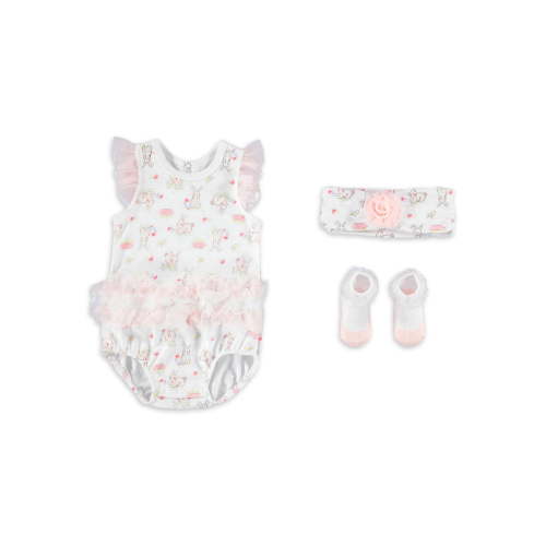 Kyle & Deena Baby Girl Shower Gift 3 PC Organza Creeper Set, Newborn 0-3 Months