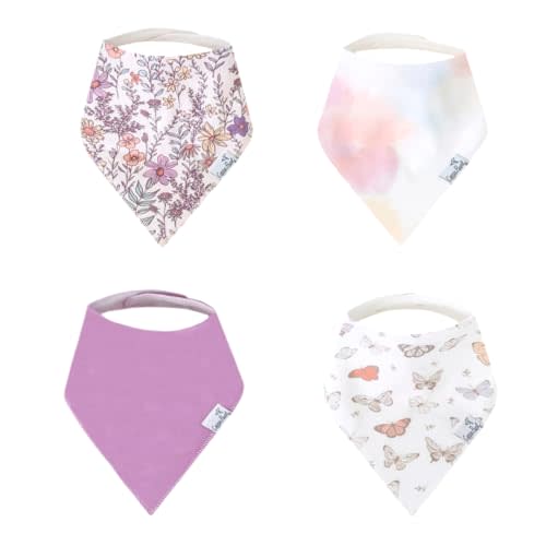 Copper Pearl Baby Bibs 4 Pack, Printed Bandana Drool Bibs for Baby Girl & Boy, Soft Cotton Drooling Teething Bibs
